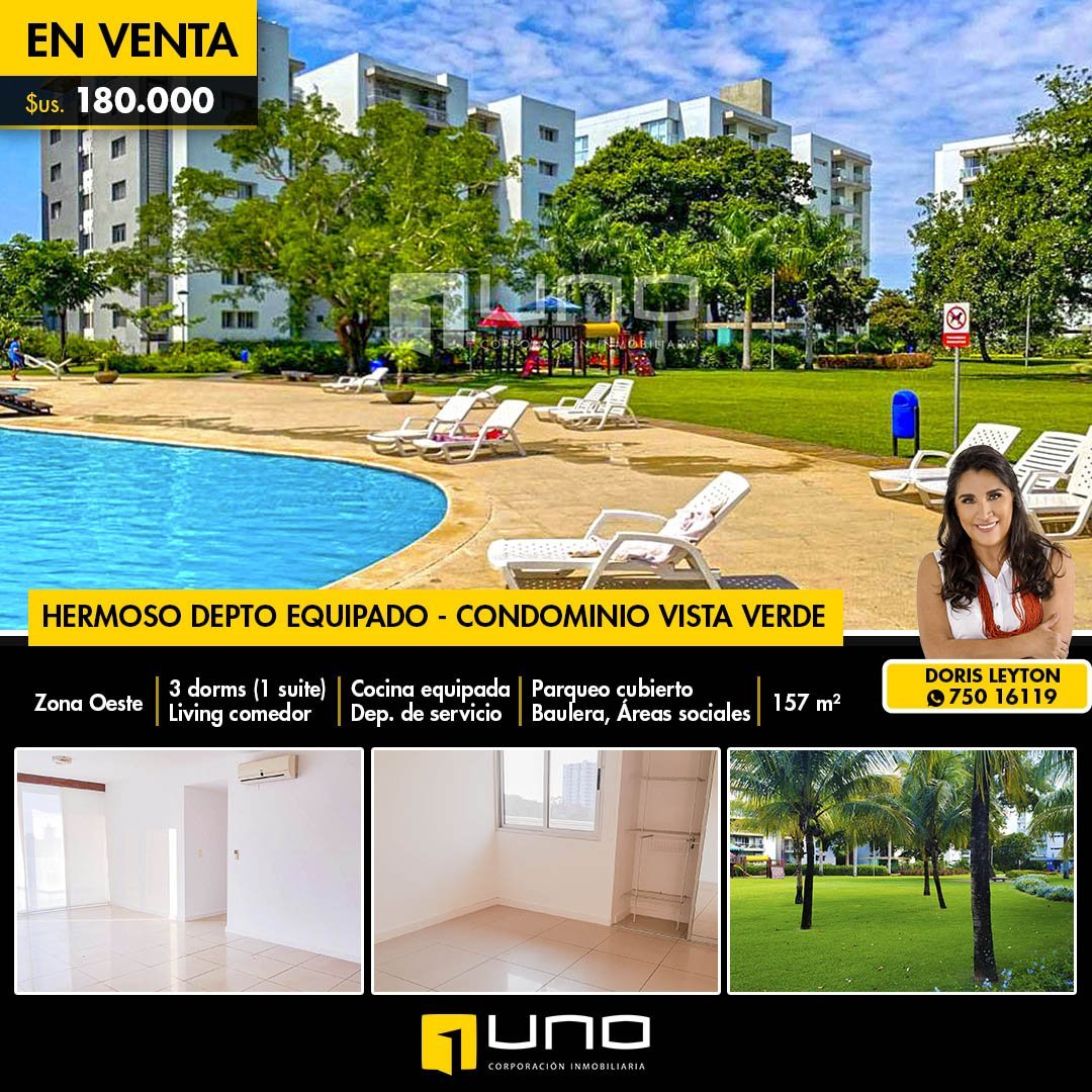 CONDOMINIO VISTA VERDE ZONA OESTE HERMOSO DEPARTAMENTO EQUIPADO