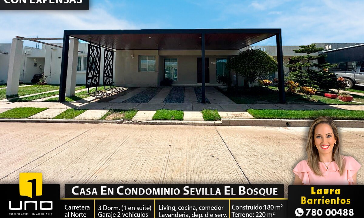 Alquiler casa condominio Sevilla El Bosque, 3 dormitorios, Santa Cruz, Bolivia (1)